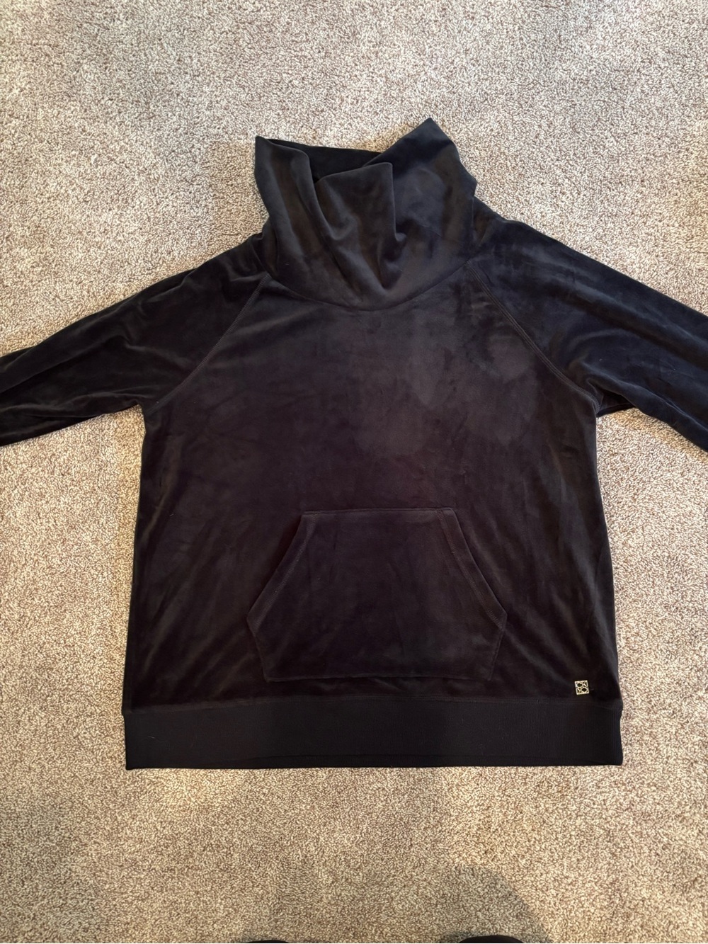 Calvin Klein Black Velour Cowl Neck Pullover